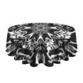 thumbnail image 5 of Black White Tie Dye Mandala Pattern Round Tablecloth 60"x60",Wrinkle Wipeable Table Cloth for Kitchen Dining Room Picnic Patio Party, 5 of 6