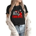 thumbnail image 4 of Abcnature Merry Christmas Tree T-Shirt Women's Cute Christmas Gnomies Graphic Tees Holiday Short Sleeve Tshirt Xmas Buffalo Plaid Red T-Shirt For Men Women T-Shirt Black,F L, 4 of 7
