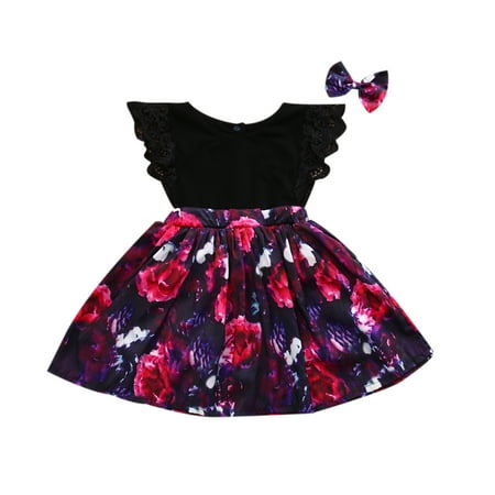 

Puloru Sister Outfits Toddelr Kid Baby Girl Floral Jumpsuit Princess Romper Dress Outfits Set