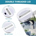 thumbnail image 3 of Yayeee 40oz Stainless Steel Tumbler with Straw and Handle Double-Wall Insulated Travel Water Bottle, Green Floral, 3 of 8