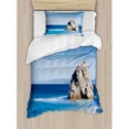 thumbnail image 3 of Italian Duvet Cover Set, Big Formless Rock Italian Seascape and Sky European Secret Paradise Art, Decorative 3 Piece Bedding Set with 2 Pillow Shams, Queen Size, Turquoise Grey, by Ambesonne, 3 of 3