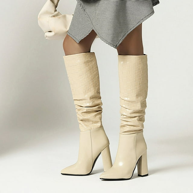 Cameland Oversized Women's Fall Winter Plush Inner Lining Thick Heels Super High Heels Pointed Toe Long Pile Boots