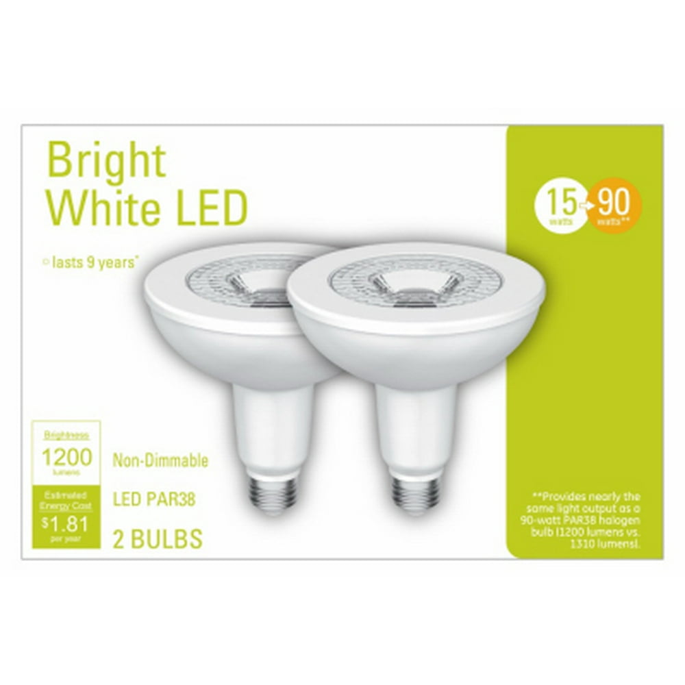 LED Outdoor Flood Light Bulb, Par 38, 15Watts, 2Pk.