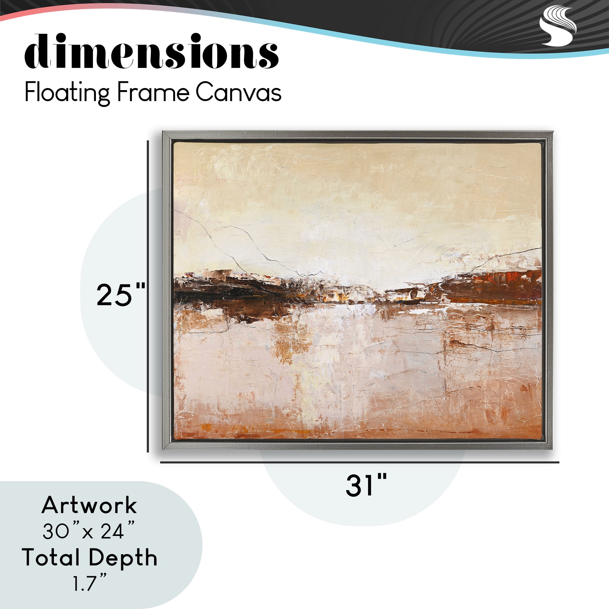 Warm Distressed Horizon Gray Framed Floater Canvas Wall Art, design by Design Fabrikken