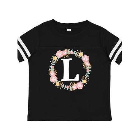 

Inktastic Monogram Letter L Rose Floral Wreath Gift Gift Toddler Toddler Girl T-Shirt