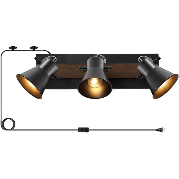 KEESFU 4.2 in Black Spotlight Head Corded Electric Plug-in Track Lighting Sets