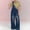 Blue, variant on Women Loose Adjustable Strap Denim Ripped Bib Overall Jeans Distressed Wide Leg Baggy Overalls Jumpsuit