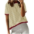 thumbnail image 2 of ALLLIST Crew Neck Workout Tops for Women Short Sleeve Yellow Striped T-Shirts Tshirt Dress Women, 2 of 6