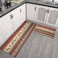thumbnail image 2 of Red and Brown Christmas Pattern Kitchen Rugs Sets Of 2,Anti Fatigue Kitchen Mat Rugs Non Slip Washable,Decorative Kitchen Floor Mats for Kitchen,Sink,Laundry,17"x30"+17"x47", 2 of 7