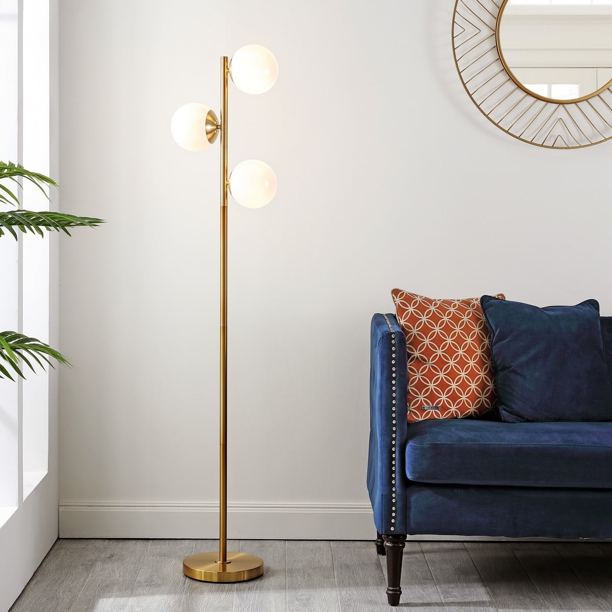 SAFAVIEH Devlyn 63 in. Mid-Century Floor Lamp, Brass Gold