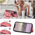 thumbnail image 4 of 12 Pro Max Phone Case,Card Holder Wallet Stand for iPhone 12 Pro Max Case,Ring Holder,RFID-Blocking,Wrist Strap,Camera Protector,Leather Shockproof Protective  Flip Cover Cases (Pink), 4 of 7