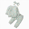 thumbnail image 3 of TOWED22 Toddler Infant Girls Fall Winter Clothing Outfits Cute Print 2 Piece Long Sleeve Graphic Tee and Elastic Waist Pants Clothes(Light Green,0-6 M), 3 of 5