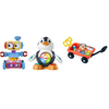 NEW COMBO Fisher-Price 4-in-1 Ultimate Learning Bot, Electronic Activity Toy with Lights + Linkimals Cool Beats Penguin, Musical Infant Toy with Lights + Laugh & Learn Pull & Play Learning Wagon