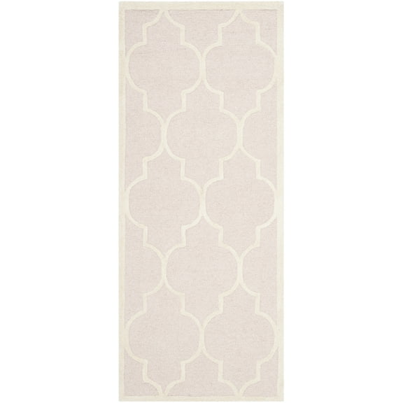 SAFAVIEH Cambridge Kevin Geometric Wool Runner Rug, Light Pink/Ivory, 2'6" x 6'