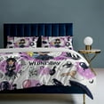 thumbnail image 5 of WAUOEMY Wednesday Addams Comforter Bedding Set Cover 3 Piece with 2 Pillow Shams for Kids And Adults Bedroom Bed Decor (1 Duvet Cover+ 2 Pillow Shams) Wednesday Addams-86"x70", 5 of 8