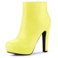 thumbnail image 1 of Unique Bargains Women's Platform Chunky Heel Ankle Boots LightYellow (Size 7.5), 1 of 7