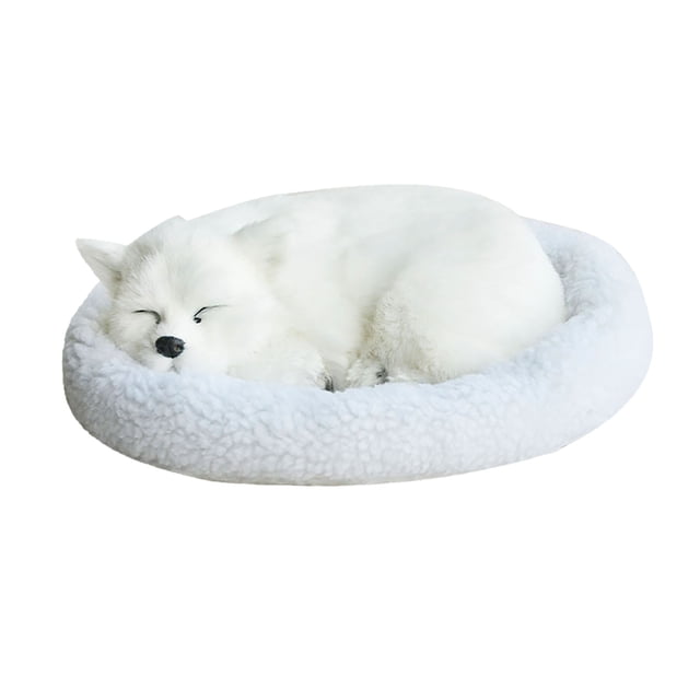 Realistic Sleeping Plush Breathing Dog Furry Dog With Mat Creative Animals Decor Stuffed Animal Doll