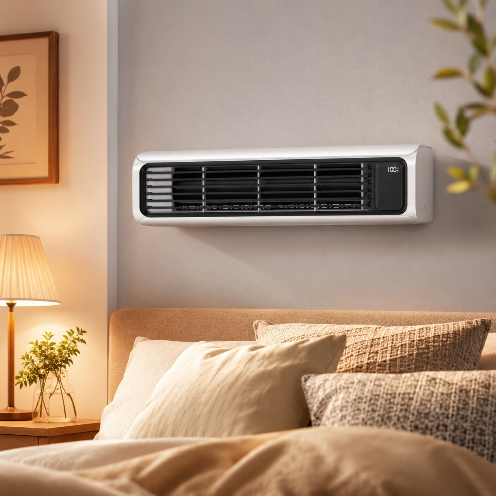 Summercome Fans That Blow Cold Air, Silent Bladeless Air Circulator, 3 Modes Adjustable AC Personal Air Cooler, Small Wall-Mounted Fan for Home Desk Workplace (White)