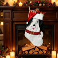 thumbnail image 4 of Tuvgenk White Dog Christmas Stocking, 17.7 inch Cute Puppy Xmas Stocking with Santa Hat, Pet Holiday Decor for Fireplace Mantel Christmas Tree, 4 of 6