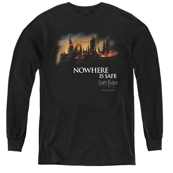 Harry Potter - Burning Hogwarts - Youth Long Sleeve Shirt - Medium