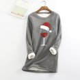 thumbnail image 1 of Hauts Chauds pour Femmes Hiver Décontracté Femmes et Hiver Tempérament Décontracté Mode Peluche Chaude sous-Couche Imprimé de Noël Manches Longues Col Rond Hauts Chandails à Capuchon Femmes en Liquidation, 1 of 6