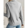 thumbnail image 6 of Women'S Elegant Lapel Long Sleeve Knitted Sweater Autumn and Winter Solid Color Button Pullover Sweater Top Grey L, 6 of 8