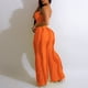 thumbnail image 3 of Gibobby pantalones siameses de pierna ancha Traje casual para mujer Moda de verano Traje de dos piezas de manga corta europeo y americano(Anaranjado， L), 3 of 5