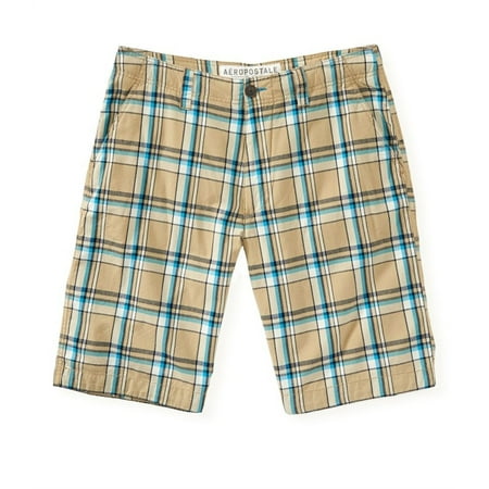 Aeropostale Mens Plaid Flat-Front Casual Bermuda Shorts