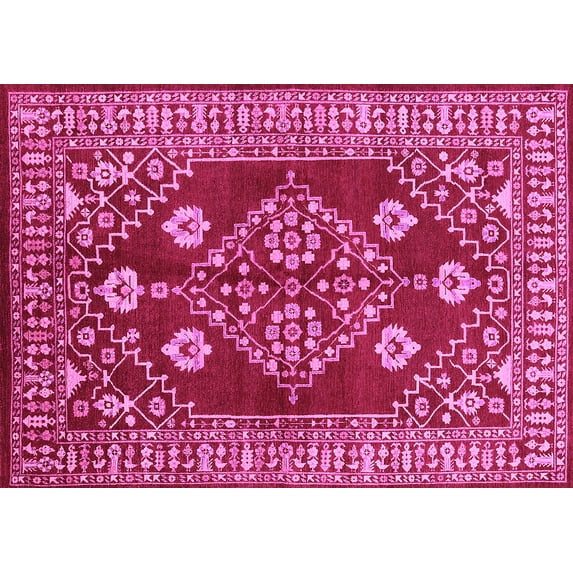 Ahgly Company Indoor Rectangle Oriental Pink Industrial Area Rugs, 2' x 4'