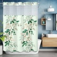 thumbnail image 6 of Spring Branch No Hooks Shower Curtain with Snap-in Liner Green Leaves Gradient Berry Watercolor Plant Shower Curtains for Bathroom, Waterproof, Easy Install, Washable 72"x96", 6 of 9