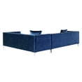 thumbnail image 5 of Inge Navy/Silver Velvet Corner Sectional Sofa - Silver Nailhead Trim, Button Tufted, Metal Y-Legs, Right Facing, 5 of 9