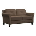 thumbnail image 1 of Bowery Hill Cushion Back Transitional Polyester Microfiber Loveseat in Brown, 1 of 10
