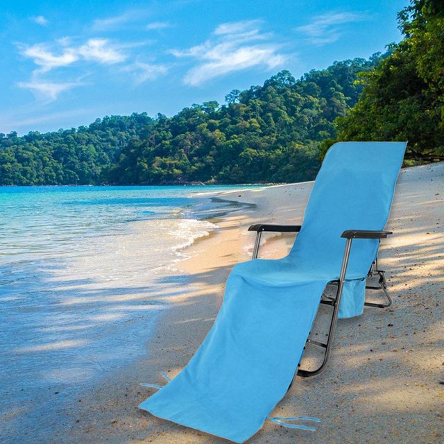 Funda de microfibra para sillón, , toallas para tumbona, piscina de playa con bolsillos laterales de almacenamiento, vacaciones para toma Azul Macarena cubierta de tumbona de playa