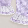 thumbnail image 6 of Linfrsh Toddler Baby Girl Smocked Outfit Ruffle Halter Shirt Flared Pants Set Toddler Bell Bottom Outfit Summer Clothes(Purple,6-12 Months), 6 of 8