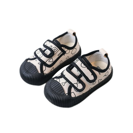 

Ritualay Kids Canvas Sneaker Floral Flats Comfort Skate Shoe Breathable Flat Walking Shoes Daily Casual Magic Tape Sneakers Black 10C