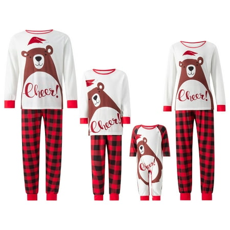 

Peyakidsaa Christmas Pajamas for Family Matching PJs Sets Bear Printed Top Sleepwear