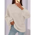 thumbnail image 5 of Women'S Fall Oversized Sweaters Chunky Knit Mock Neck Long Sleeve Casual Pullover Winter Clothes Cream White M, 5 of 7