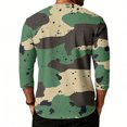thumbnail image 4 of Men's Camouflage Print Raglan Sleeve Three-Quarter Sleeve Top, Round Neck Casual Shirt for Military and Outdoor Style,Army Green,L, 4 of 4