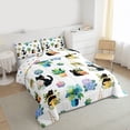thumbnail image 3 of jejeloiu Cute Cat Animals Queen Comforter Set,Colorful Botanical Flowers Bedding Comforter Set For Girls Teens Reversible 3pcs, 3 of 8