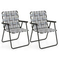 thumbnail image 1 of Costway 2PCS Folding Beach Chair Camping Lawn Webbing Chair Lightweight 1 Position Brown, 1 of 9