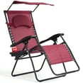 thumbnail image 1 of Patiojoy Chaise Zéro Gravité Inclinable avec Plateau à Boissons et Pare-Soleil, Vin, 1 of 5