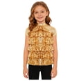 thumbnail image 1 of Manyakai Kids Girls Sparkle Sequins Salsa Samba Rumba Modern Jazz Hip Hop Dance Top Short Sleeve Tees Gold 10, 1 of 7