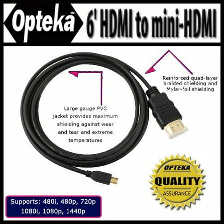 Opteka Gold Plated high speed HDMI to mini-HDMI 6' Cable For Canon Vixia HF M30, M31, M32, M40, M41, G10, M300, M400, R11, R20, R21, R200, S20, S21 and S30 Digital