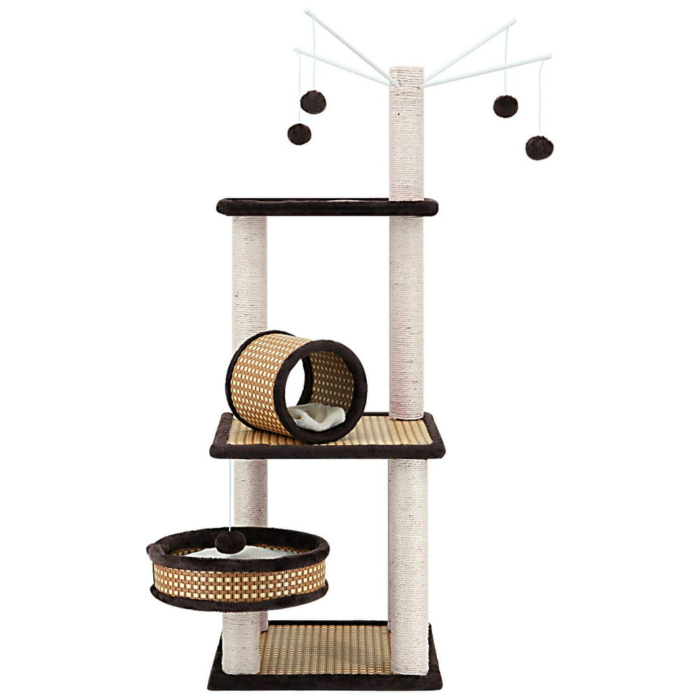ScratchMe 47" Height Cat Tree Condo with Scratching Post and Hammock
