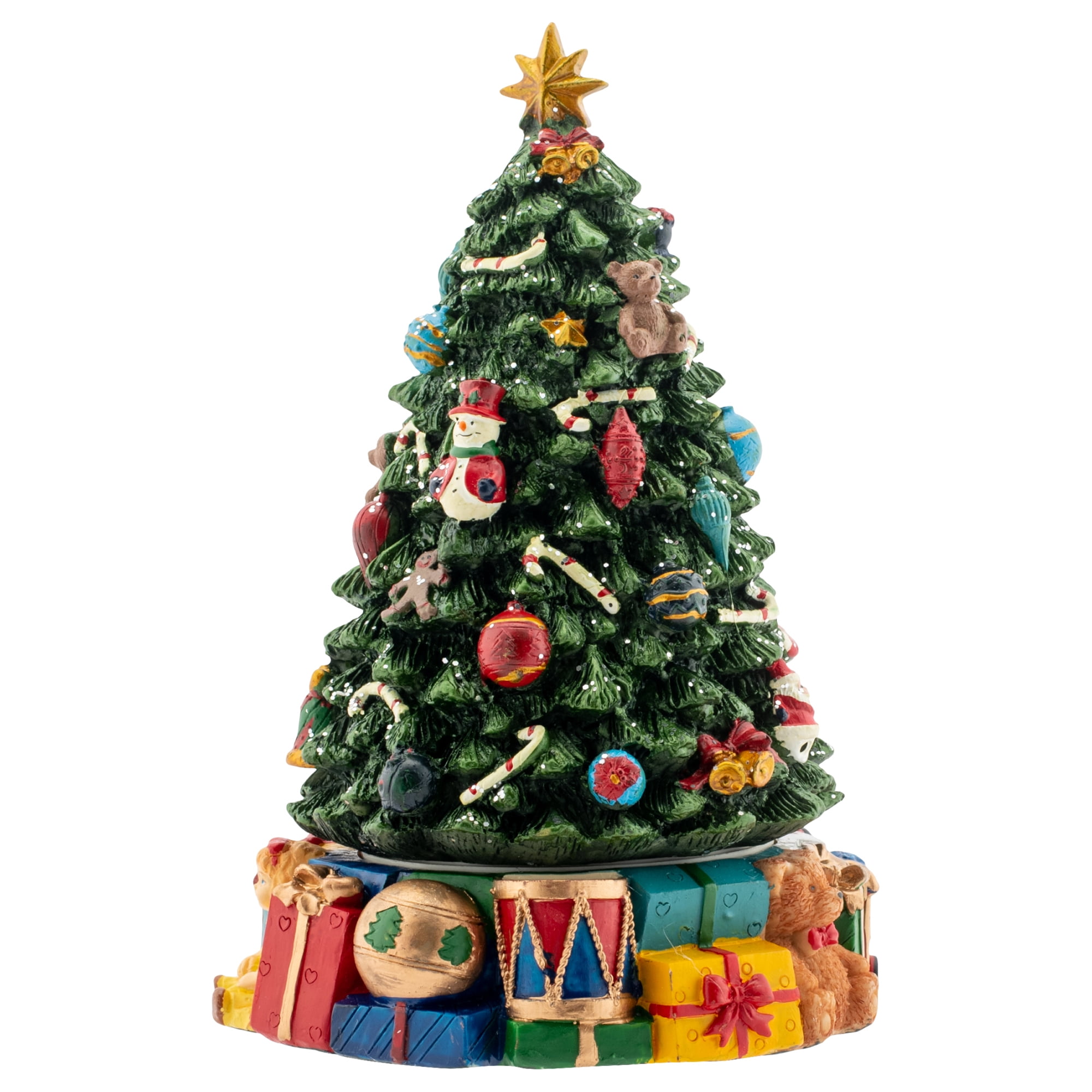 Christmas Tree Revolving Musical Figurine Plays Tune We Wish You A