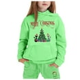 thumbnail image 2 of Gunia Christmas Toddler Outfits For Girls Kids Sweatsuits Christmas Reindeer Hoodie Set Children Two Piece Set Long Sleeved Hoodie And Sweatpants Baby Outfit,Mint Green 12-13 Years, 2 of 3