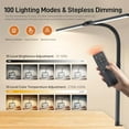 thumbnail image 3 of LED Desk Lamp for Home Office, Eye-Caring Desk Light with Clamp, 24W Double Head Architect Task Lamp Stepless Dimming, Flexible Gooseneck Bright Table Lamp for Study Reading Workbench Drafting, 3 of 7