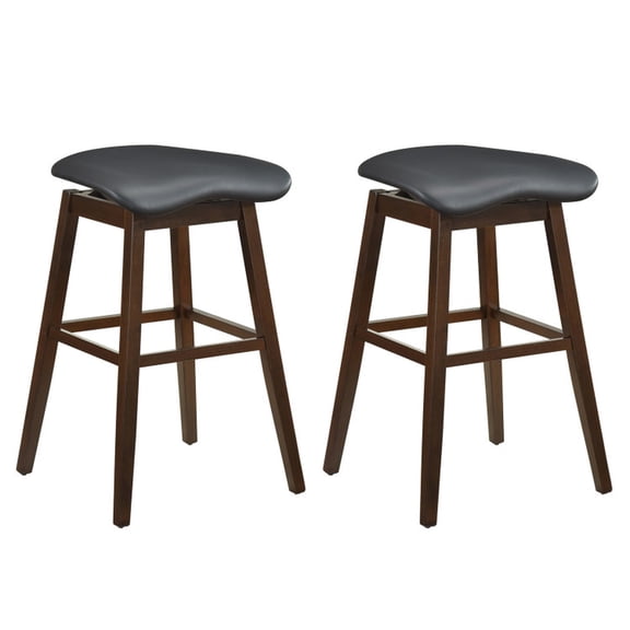 Furnibear Swivel Bar Stools Set of 2 with Padded Contoured Seat and Footrest for Kitchen Island Counter Height Seating, Black and Brown