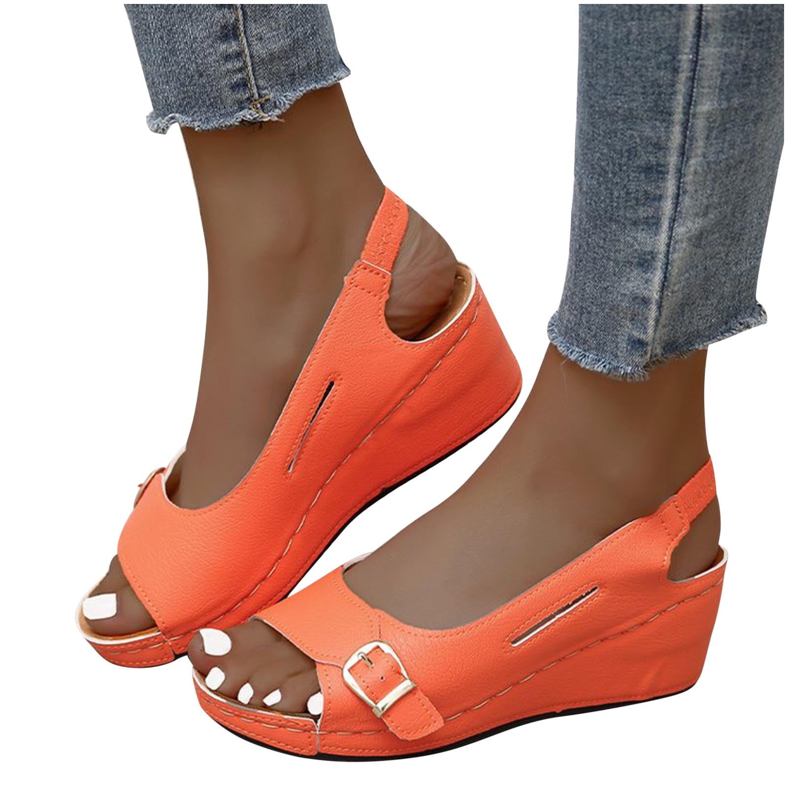 Itsun Wedge Platform Sandals, Women's Elastic Ankle Strap