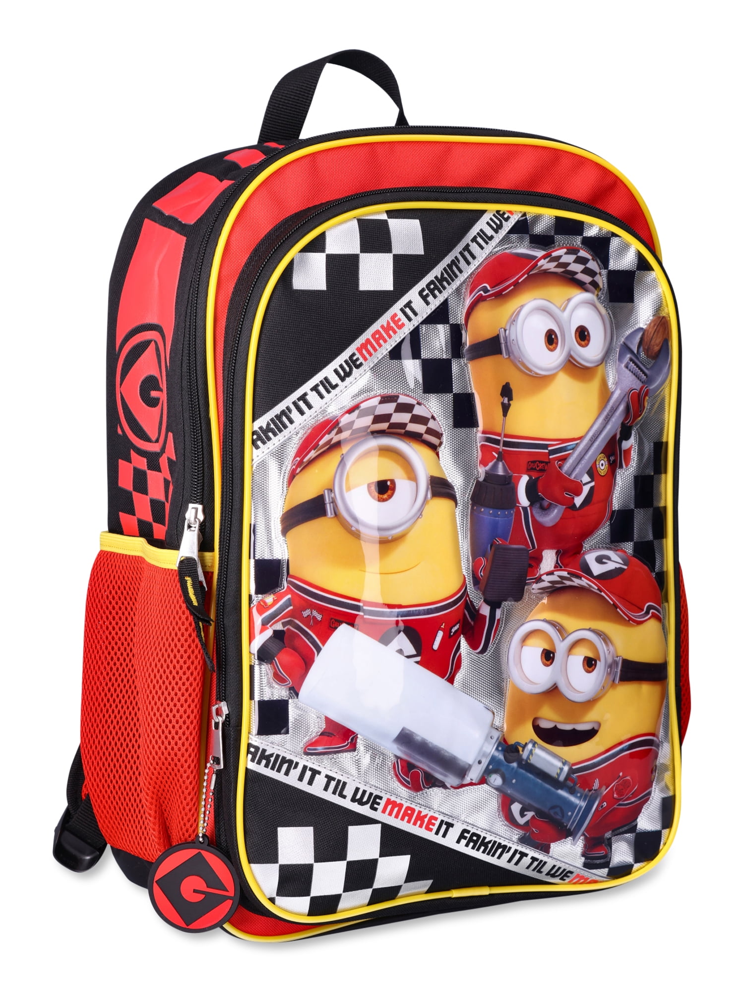Minions Fakin It Til We Make It 17" Backpack, Red